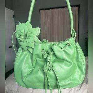 Vintage Y2K light green fairy shoulder bag with flower charm